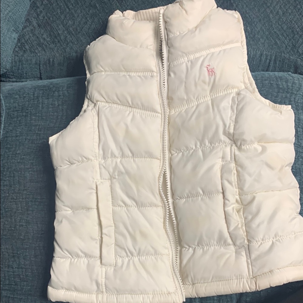 Old Navy Pink and White Quilted Puffer Vest
